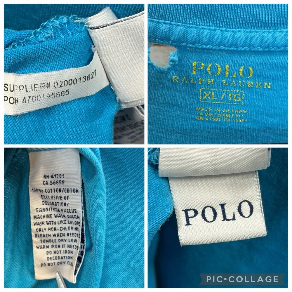 Vintage Polo Ralph Lauren Mens XL T-Shirt DISTRESSED Blue Grunge Y2K 100% Cotton